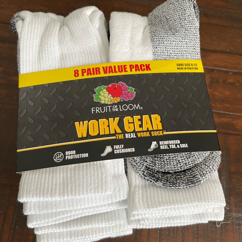 Fruit of loom Work Force Socks 5 Pair White